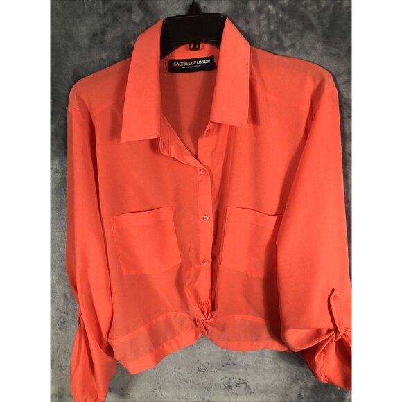 Gabrielle Union New York Company Women’s Shirt Orange Blouse Adult X Large - Picture 2 of 11